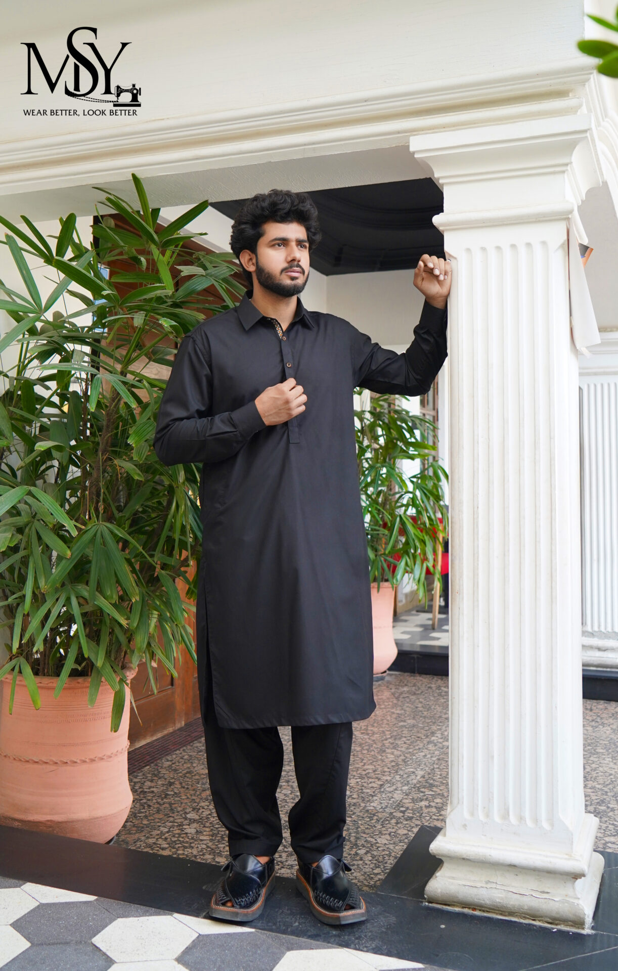 DSC04189 men shalwar kameez rich black
